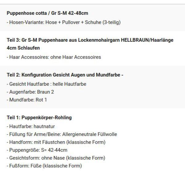 WUNSCHPUPPE für Bestellung 201900101