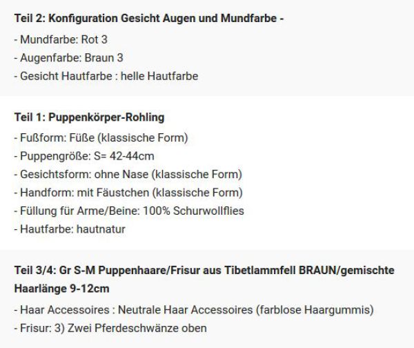 WUNSCHPUPPE für Bestellung 201900127