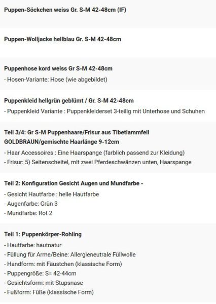 WUNSCHPUPPE für Bestellung 201900128