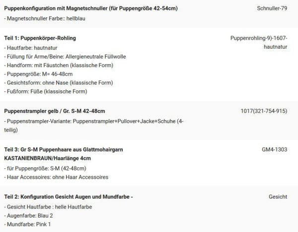 WUNSCHPUPPE für Bestellung 201900149
