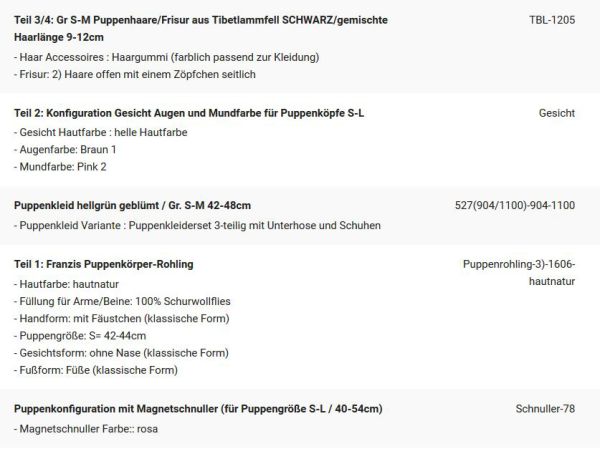 WUNSCHPUPPE für Bestellung 201900162