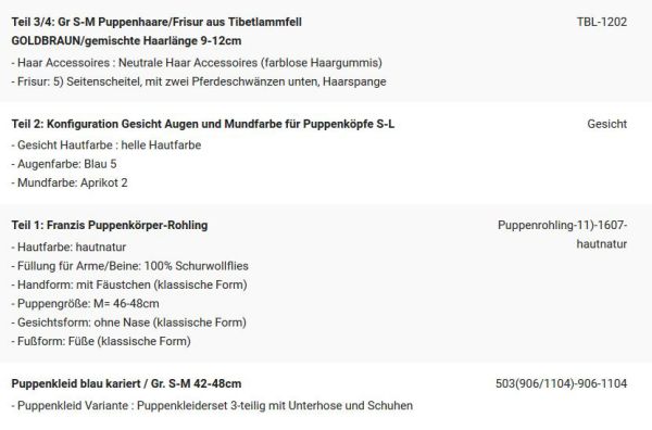 WUNSCHPUPPE für Bestellung 201900176