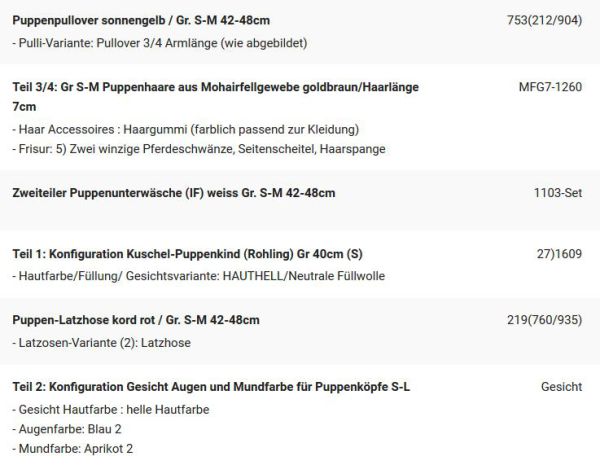 WUNSCHPUPPE für Bestellung 201900202
