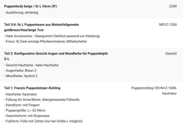 WUNSCHPUPPE für Bestellung 201900214