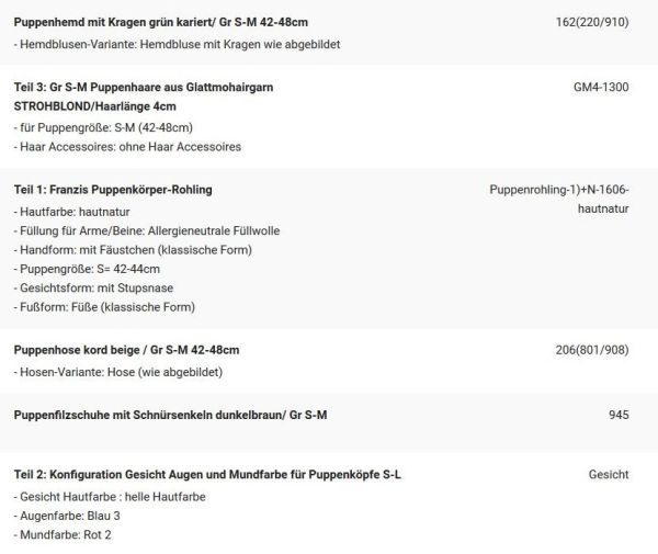 WUNSCHPUPPE für Bestellung 201900225