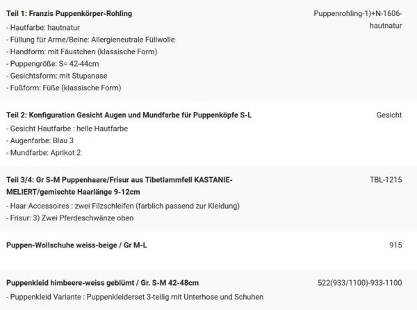 WUNSCHPUPPE für Bestellung 201900226