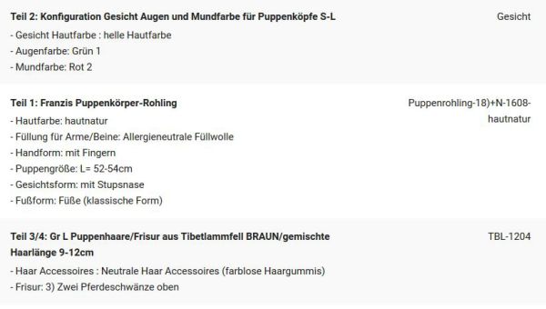 WUNSCHPUPPE für Bestellung 201900228