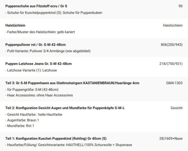 WUNSCHPUPPE für Bestellung 201900239
