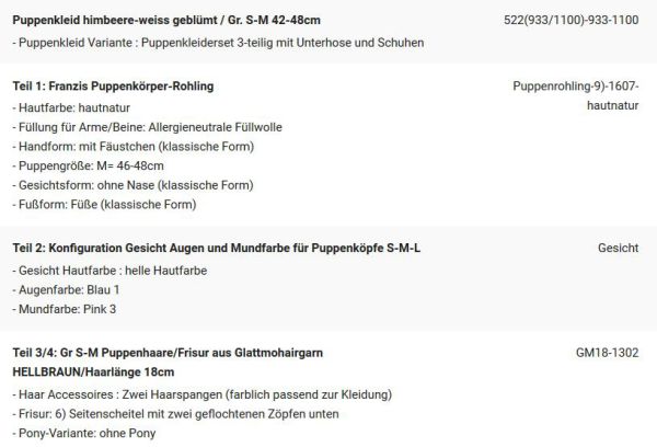 WUNSCHPUPPE für Bestellung 201900295