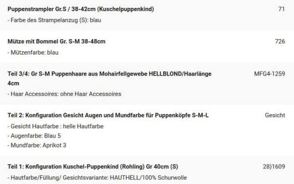 WUNSCHPUPPE für Bestellung 201900308