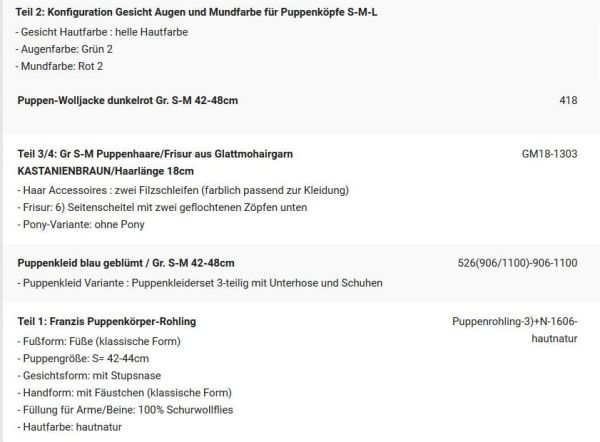 WUNSCHPUPPE für Bestellung 201900311