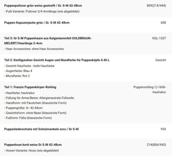 WUNSCHPUPPE für Bestellung 201900337