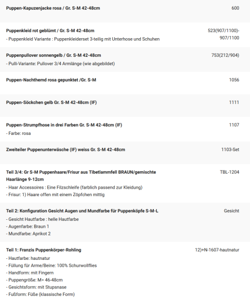 WUNSCHPUPPE für Bestellung 201900350