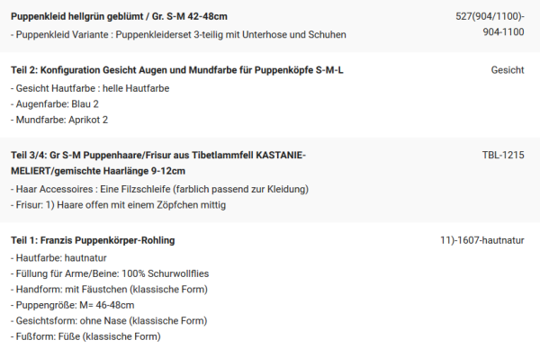WUNSCHPUPPE für Bestellung 201900355