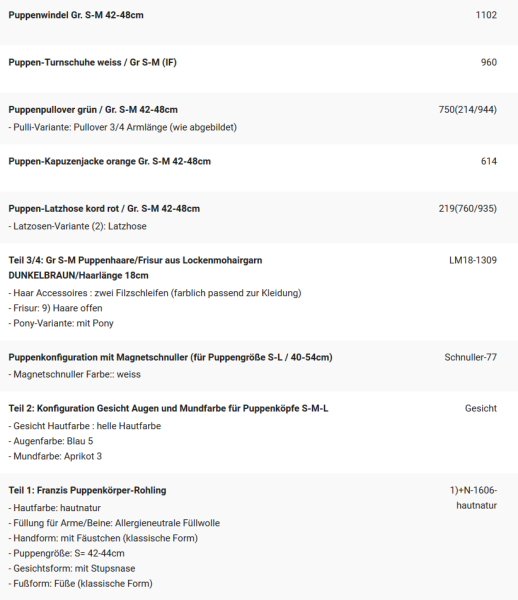 WUNSCHPUPPE für Bestellung 201900376