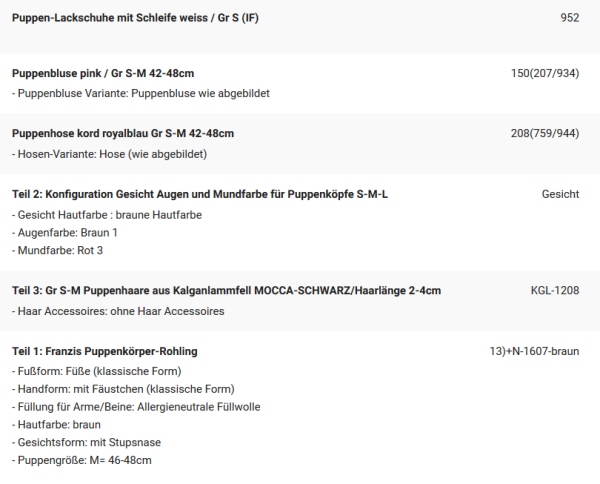 WUNSCHPUPPE für Bestellung 201900387
