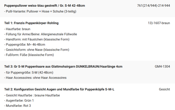 WUNSCHPUPPE für Bestellung 201900389