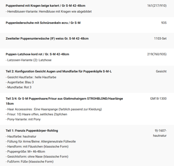 WUNSCHPUPPE für Bestellung 201900401