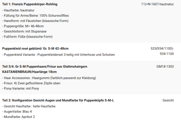 WUNSCHPUPPE für Bestellung 201900425