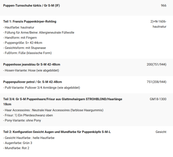 WUNSCHPUPPE für Bestellung 201900435