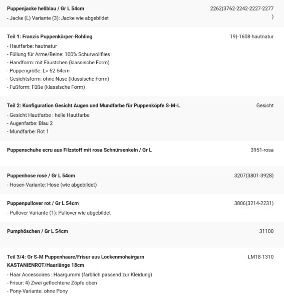 WUNSCHPUPPE für Bestellung 201900509