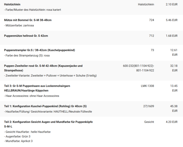 WUNSCHPUPPE für Bestellung 201900522