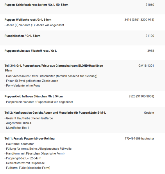 WUNSCHPUPPE für Bestellung 201900523
