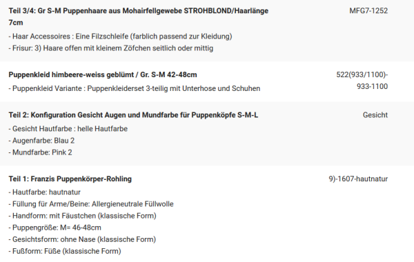 WUNSCHPUPPE für Bestellung 201900524
