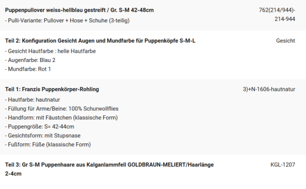 WUNSCHPUPPE für Bestellung 201900527
