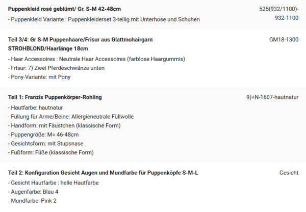WUNSCHPUPPE für Bestellung 201900540