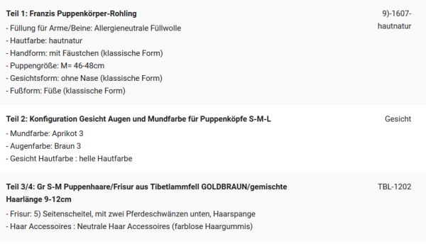 WUNSCHPUPPE für Bestellung 201900573