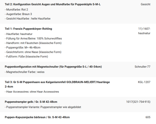 WUNSCHPUPPE für Bestellung 201900583