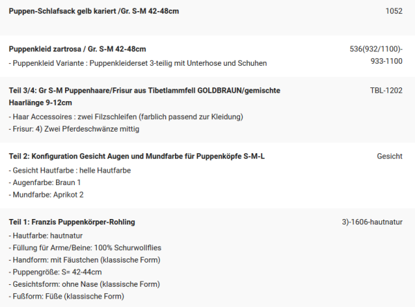WUNSCHPUPPE für Bestellung 201900591