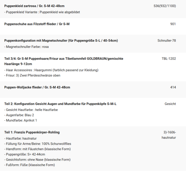 WUNSCHPUPPE für Bestellung 201900593