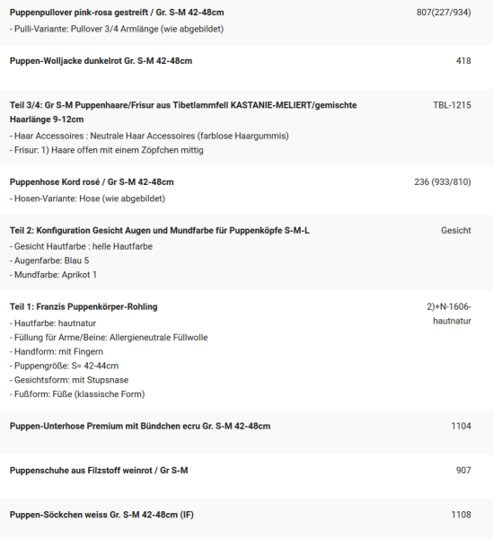 WUNSCHPUPPE für Bestellung 201900599