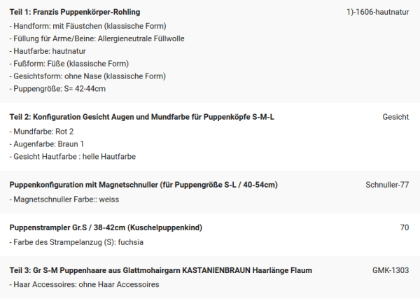 WUNSCHPUPPE für Bestellung 201900607