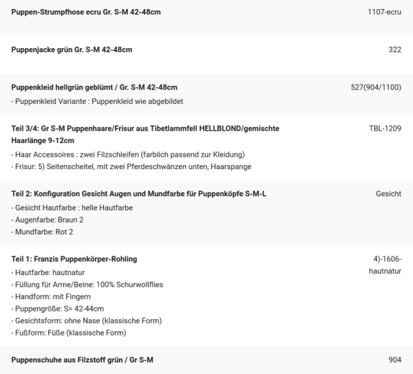 WUNSCHPUPPE für Bestellung 201900613