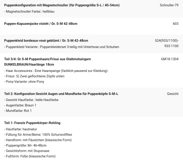 WUNSCHPUPPE für Bestellung 201900619