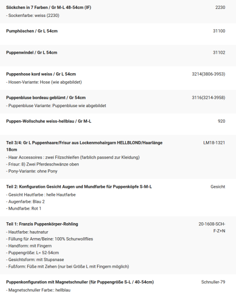WUNSCHPUPPE für Bestellung 201900627