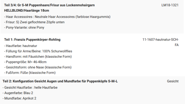 WUNSCHPUPPE für Bestellung 201900631