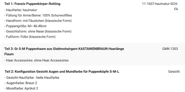 WUNSCHPUPPE für Bestellung 201900631