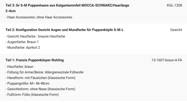 WUNSCHPUPPE für Bestellung 201900645