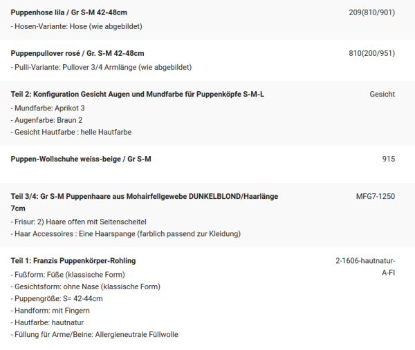 WUNSCHPUPPE für Bestellung 201900655