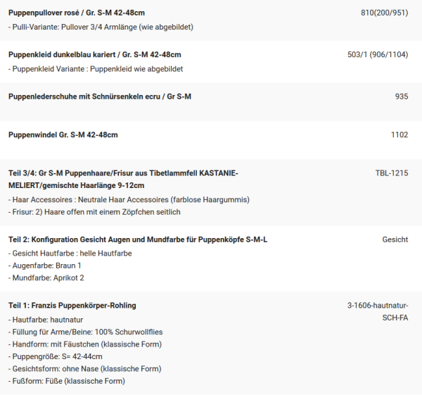 WUNSCHPUPPE für Bestellung 201900670