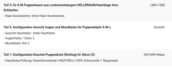 WUNSCHPUPPE für Bestellung 201900678