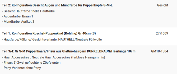 WUNSCHPUPPE für Bestellung 201900702