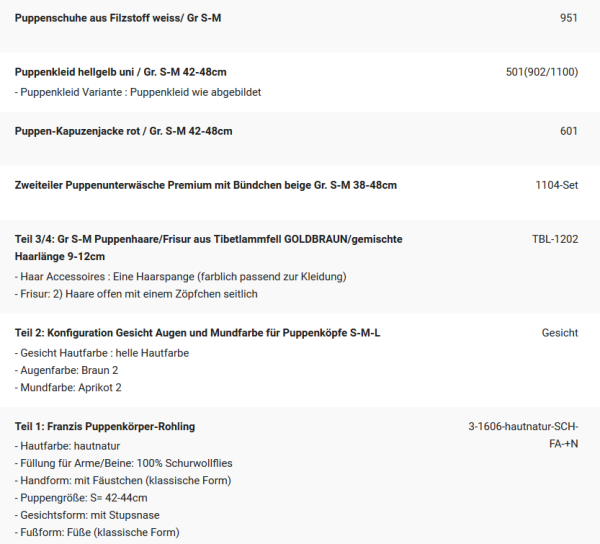 WUNSCHPUPPE für Bestellung 201900725