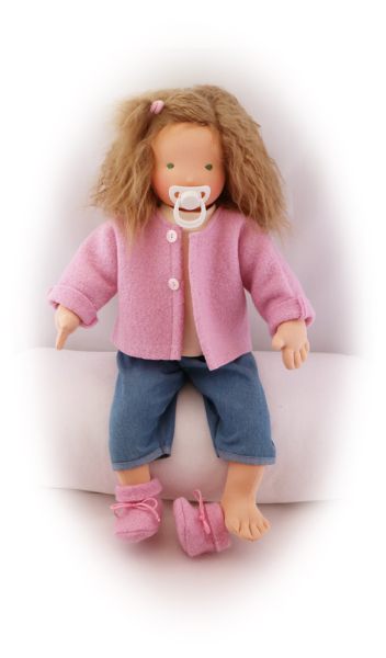 Puppen-Wolljacke rosé 50-54cm