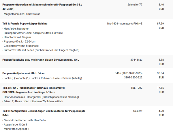 WUNSCHPUPPE für Bestellung 202000734