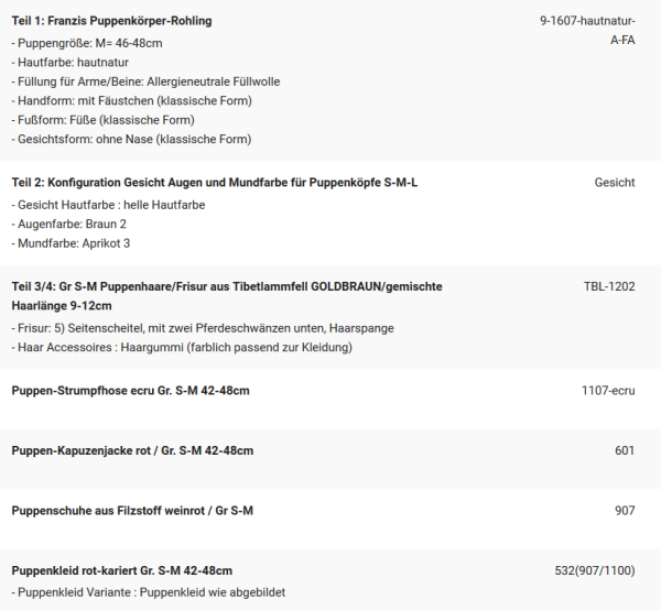 WUNSCHPUPPE für Bestellung 202000735